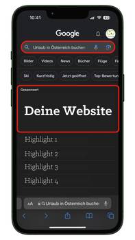 Mockup deine Website in Google Ads.